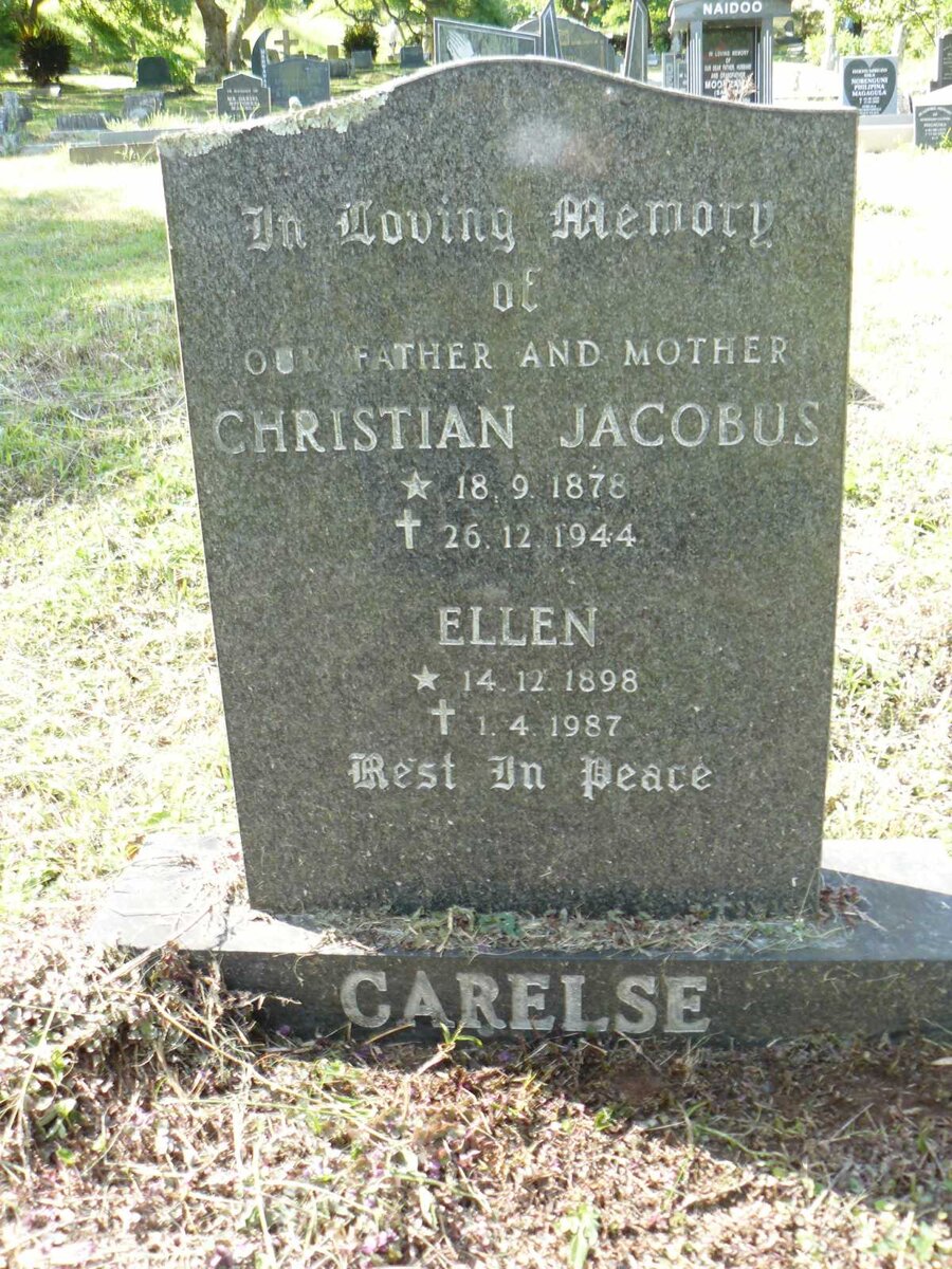 CARELSE Christian Jacobus 1878-1944 &amp; Ellen 1898-1987