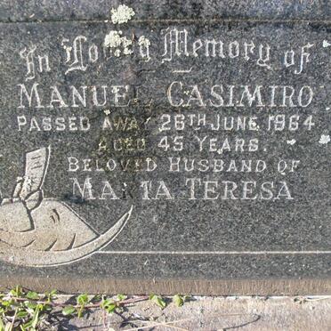 CASIMIRO Manuel -1964 :: CASIMIRO Manuel -1964 :: BOTHA Rosaria Maria 1928-2007