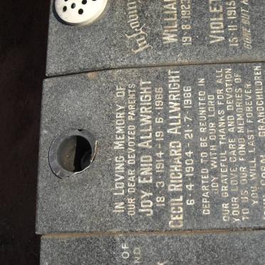 ALLWRIGHT Cecil Richard 1904-1986 &amp; Joy Enid 1914-1986