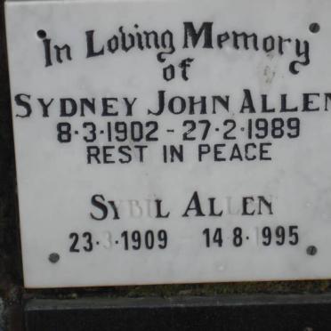 ALLEN Sydney John 1902-1989 &amp; Sybil 1909-1995