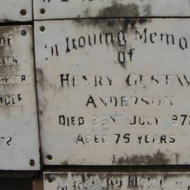 ANDERSON Henry Gustav -1972