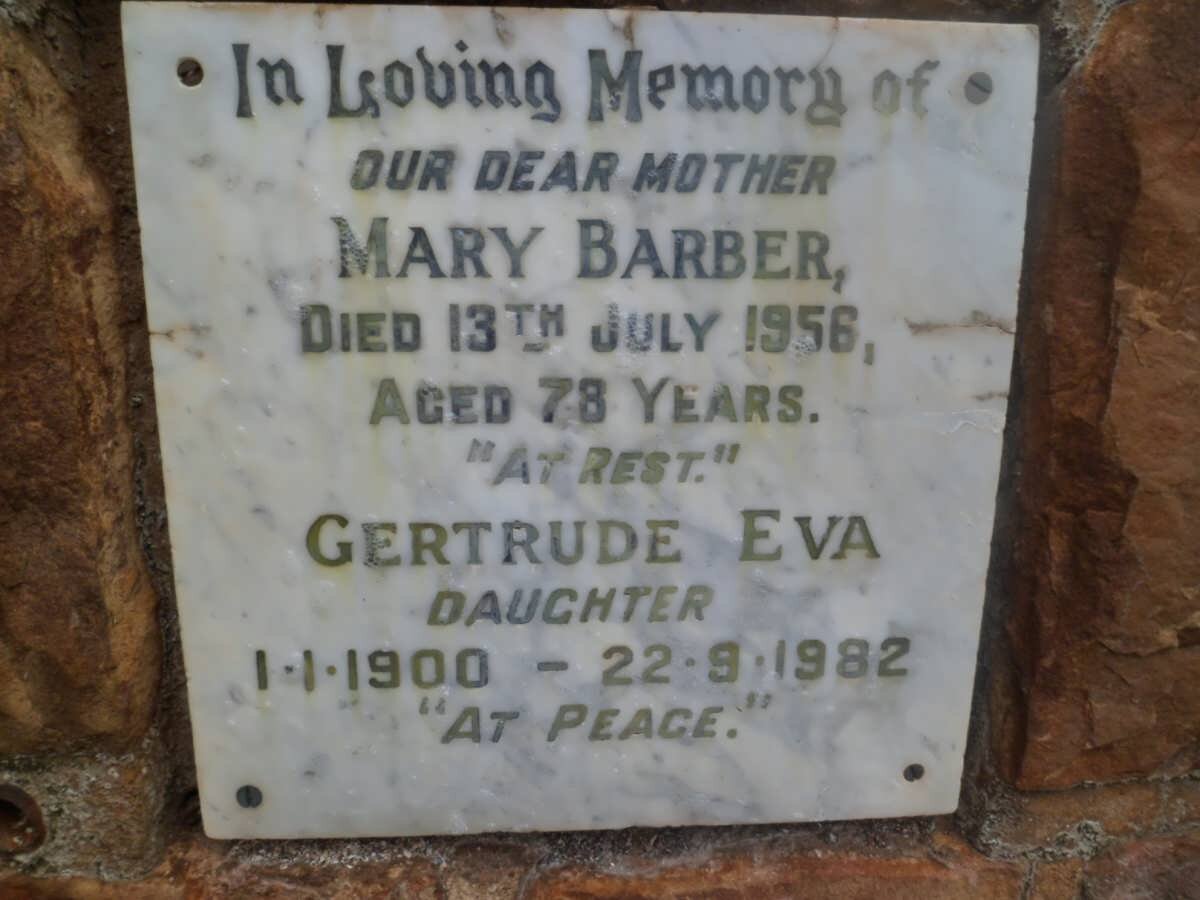 BARBER Mary -1956 :: BARBER Gertrude Eva 1900-1982