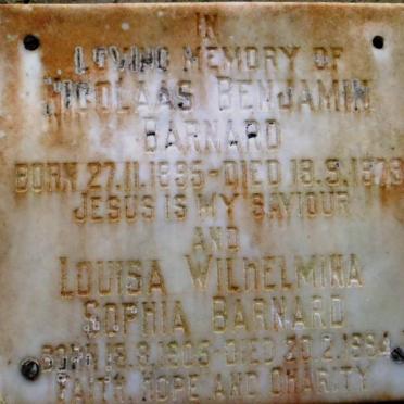 BARNARD Nicolaas Benjamin 1895-1978 &amp; Louisa Wilhelmina Sophia 1905-1994
