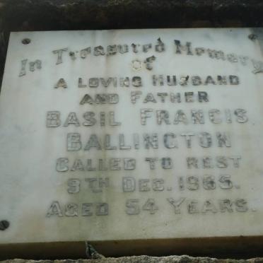 BALLINGTON Basil Francis -1965