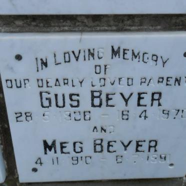 BEYER Gus 1906-1970 &amp; Meg 1910-1991