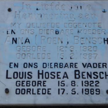 BENSCH Louis Hosea 1922-1989 &amp; Anna 1920-1987