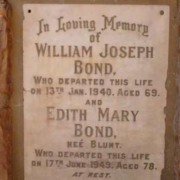 BOND William Joseph -1940 &amp; Edith Mary BLUNT -1949