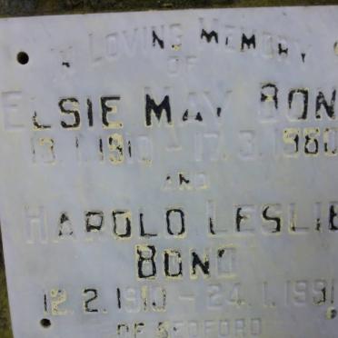 BOND Harold Leslie 1910-1991 &amp; Elsie May 1910-1980