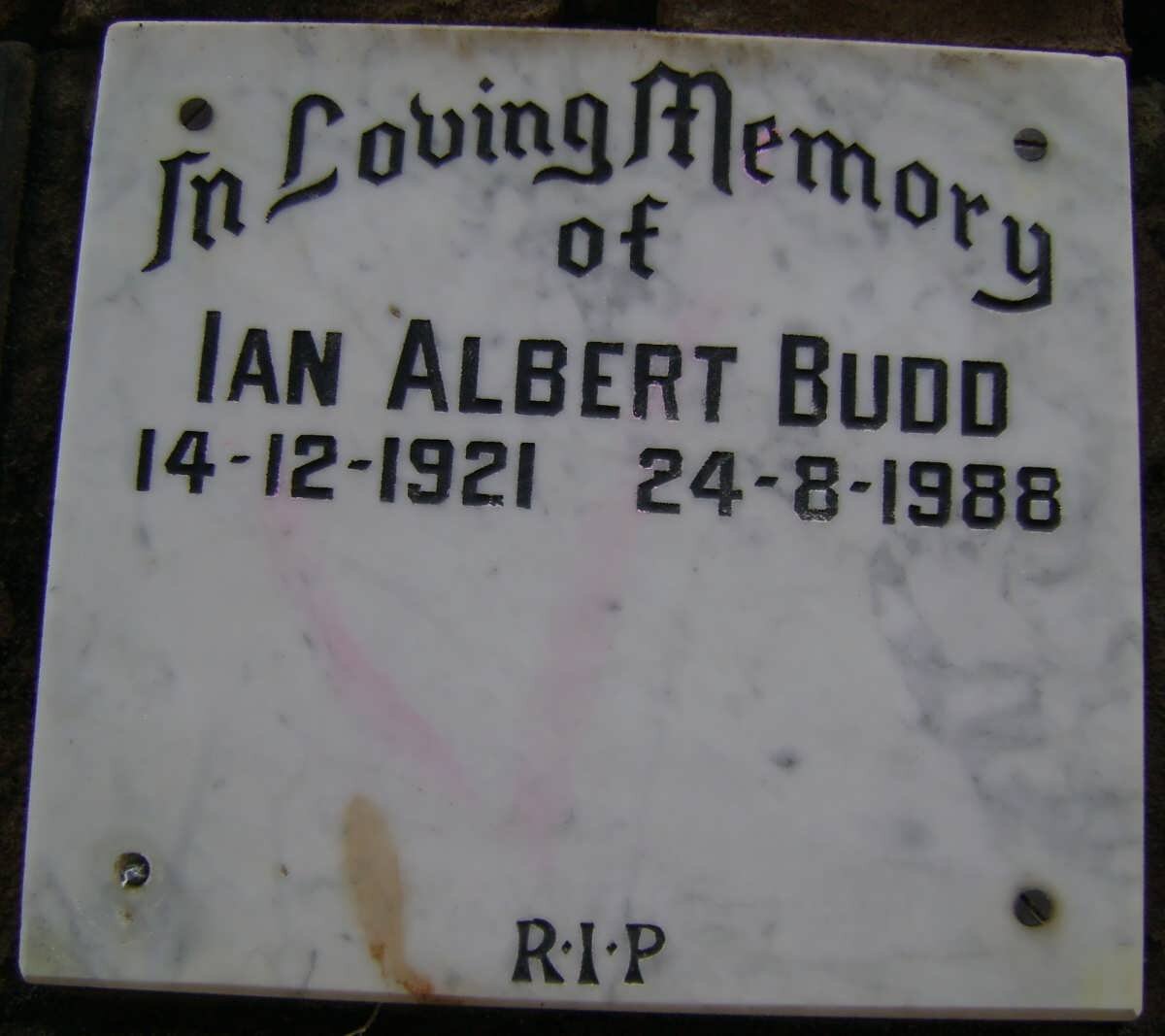 BUDD Ian Albert 1921-1988