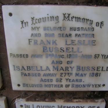 BUSSELL Frank Leslie -1960 &amp; Isabella Mary -1961