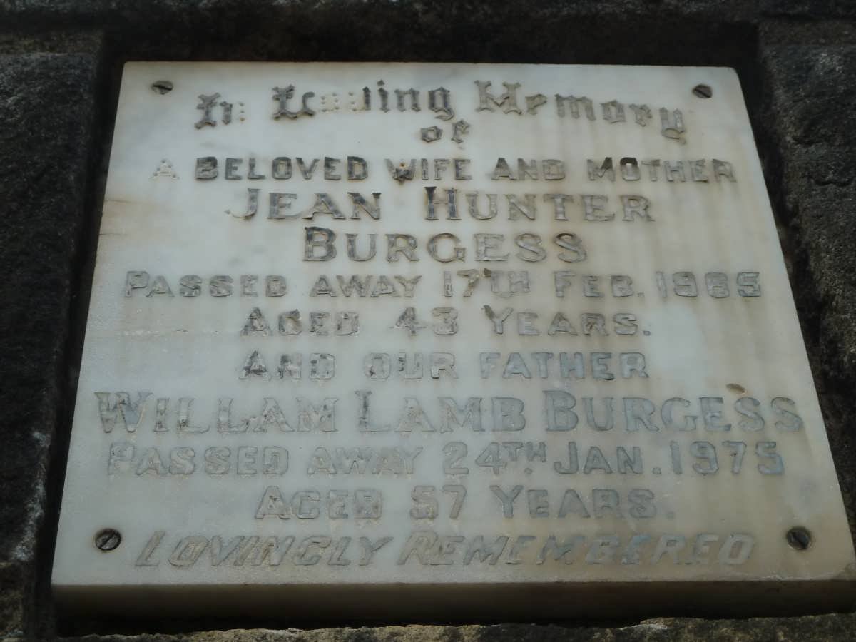 BURGESS William Lamb -1975 &amp; Jean HUNTER -1965