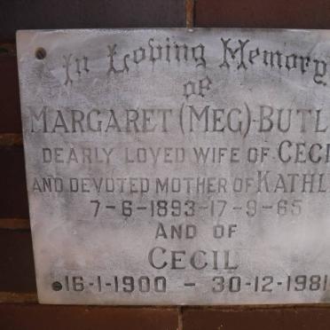 BUTLER Cecil 1900-1981 &amp; Margaret 1893-1965