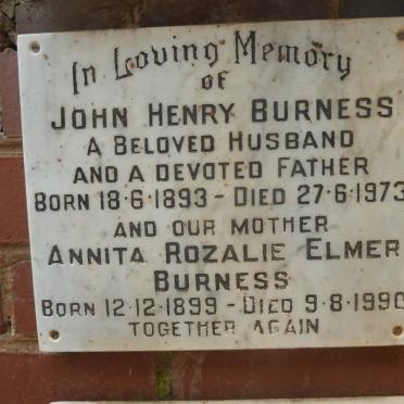 BURNESS John Henry 1893-1973 &amp; Annita Rozalie ELMER 1899-1990