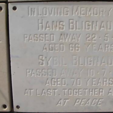 BLIGNAUT Hans -1971 &amp; Sybil -1988