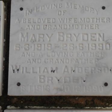 BRYDEN William Anderson 1913-1990 &amp; Mary 1919-1990