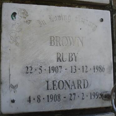 BROWN Leonard 1908-1995 &amp; Ruby 1907-1986