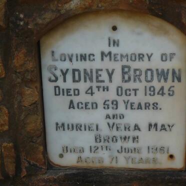 BROWN Sydney -1945 &amp; Muriel Vera May -1961 