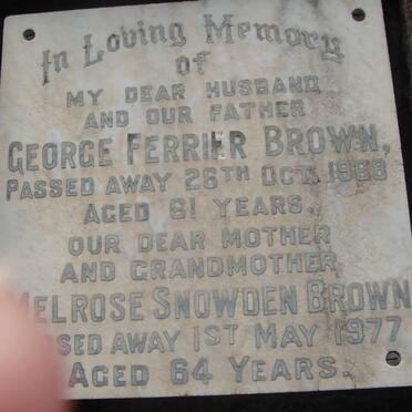 BROWN George Ferrier -1968 &amp; Melrose Snowden -1977