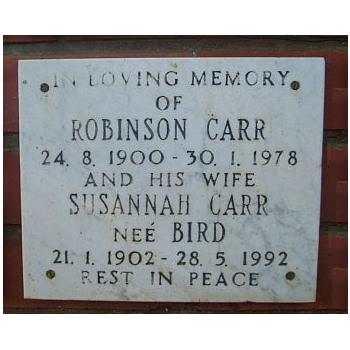 CARR Robinson 1900-1978 &amp; Susannah BIRD 1902-1992