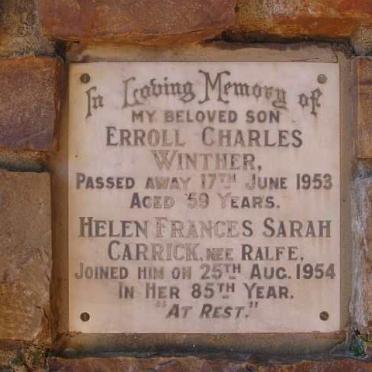 CARRICK Helen Francis nee RALFE -1954 :: WINTHER Errol Charles -1953