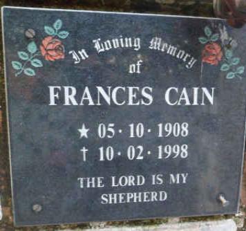 CAIN Frances 1908-1998