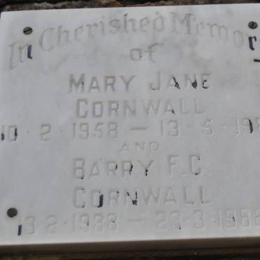 CORNWALL Mary Jane 1958-1988 :: CORNWALL Barry F.C. 1988-1988