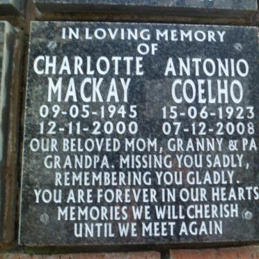 COELHO Antonio 1923-2008 &amp; Charlotte MACKAY 1945-2000