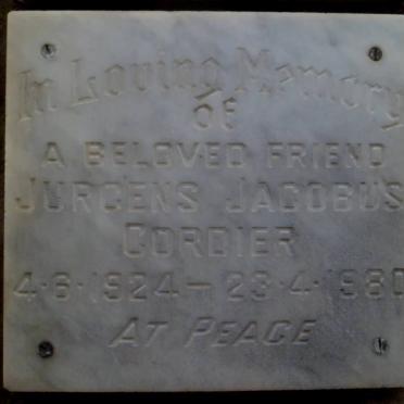 CORDIER Jurgens Jacobus 1924-1980