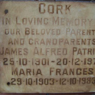 CORK James Alfred Patrick 1901-1977 &amp; Maria Frances 1903-1983
