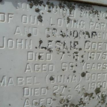 COETZEE John Leslie -1975 &amp; Mabel -1980