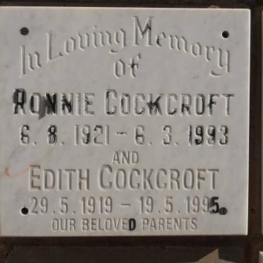 COCKCROFT Ronnie 1921-1993 &amp; Edith 1919-1995