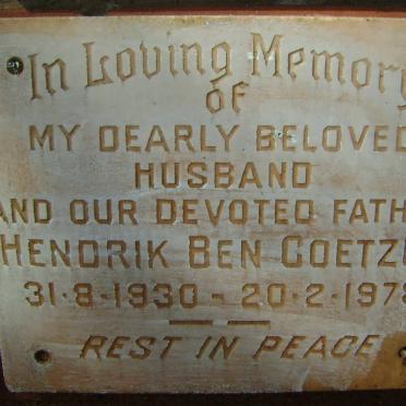 COETZEE Hendrik Ben 1930-1978