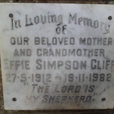 CLIFF Effie Simpson 1912-1982