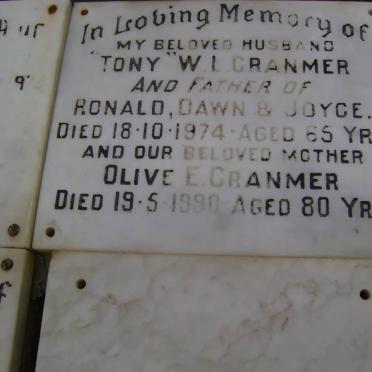 CRANMER W.L.-1974 &amp; Olive E. -1990