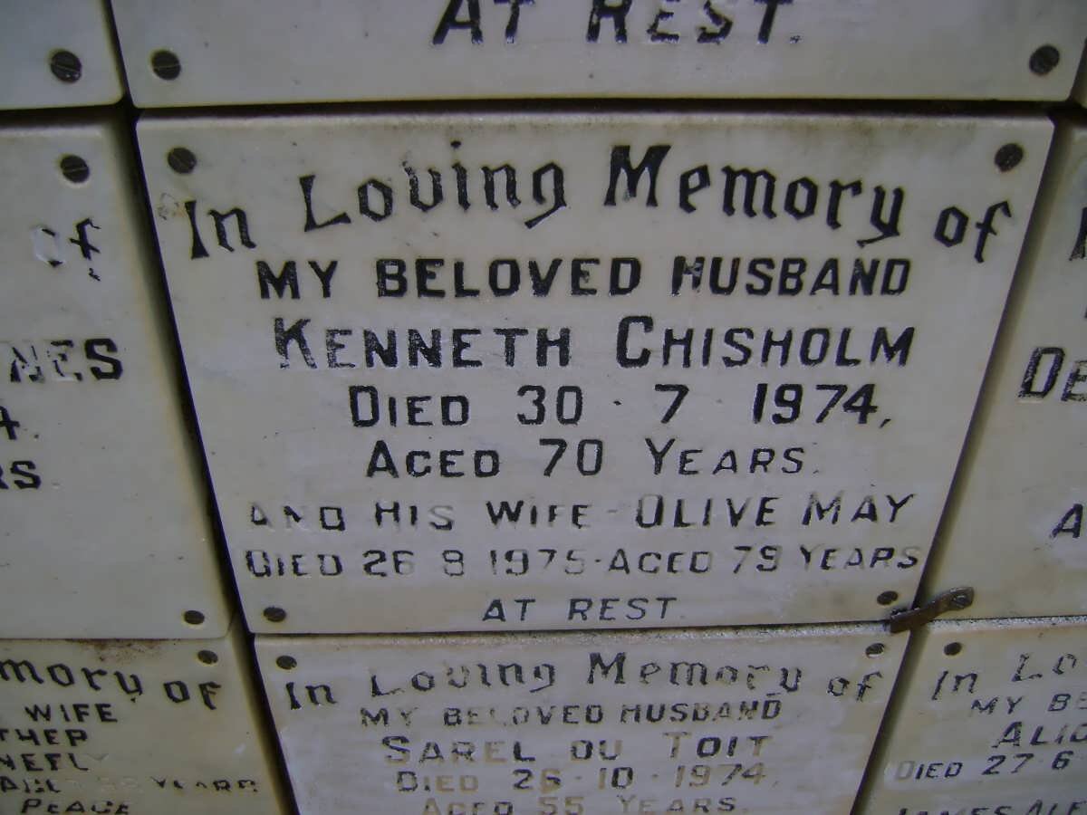 CHISHOLM Kenneth -1974 &amp; Olive May -1975