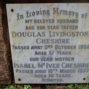 CHESHIRE Douglas Livingstone -1956 &amp; Isabel McIVER -1977