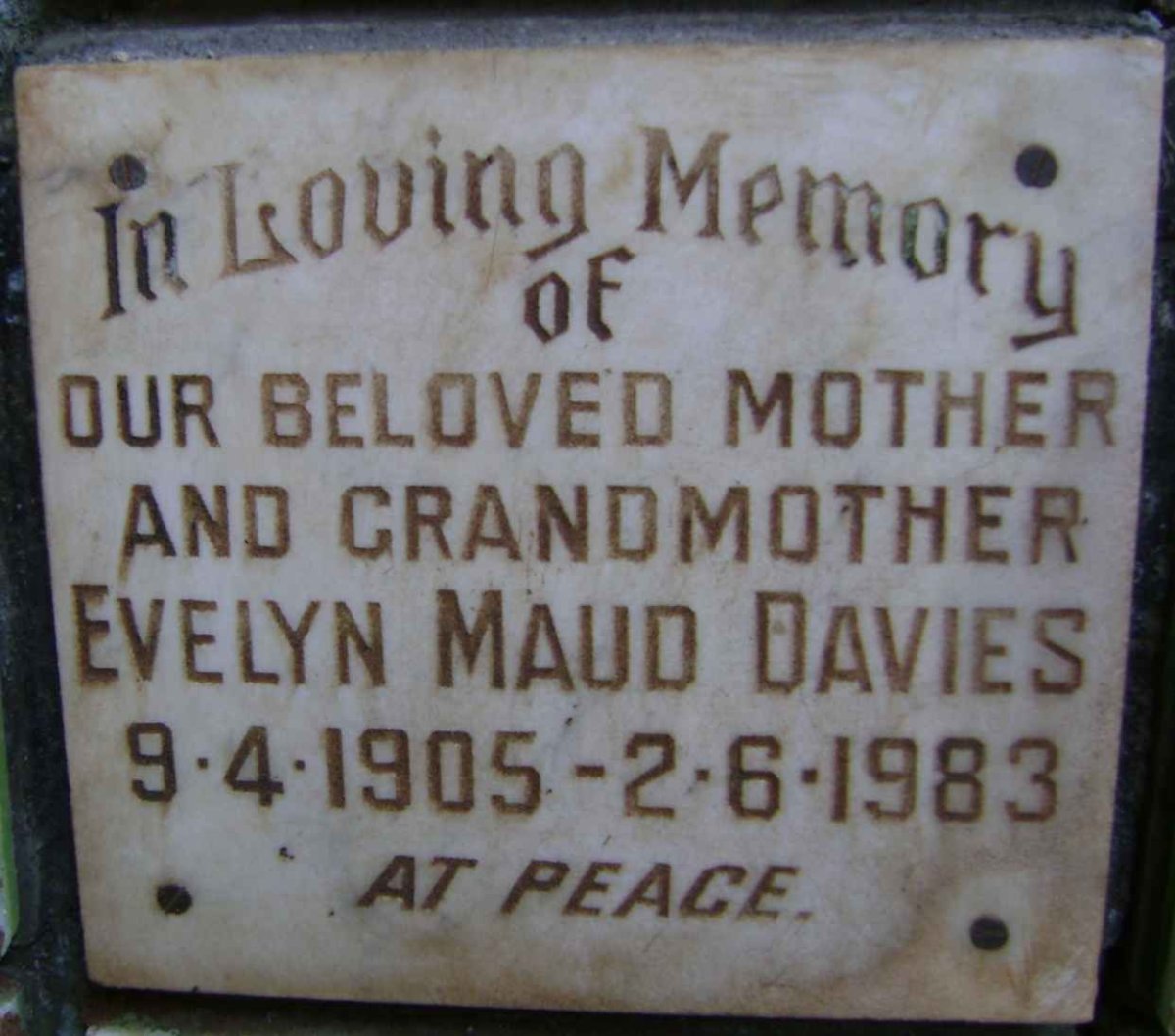 DAVIES Evelyn Maud 1905-1983