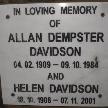 DAVIDSON Allan Dempster 1909-1984 &amp; Helen 1908-2001