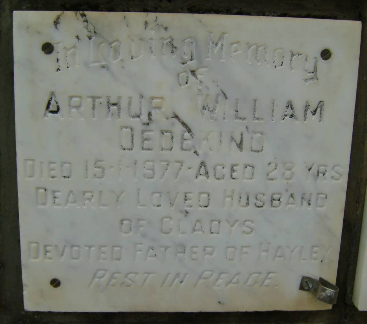 DEDEKIND Arthur William -1977