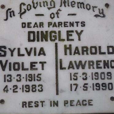 DINGLEY Harold Lawrence 1909-1990 &amp; Sylvia Violet 1915-1983