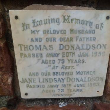DONALDSON Thomas -1958 &amp; Jane Lindsay -1963