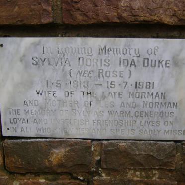 DUKE Sylvia Doris Ida nee ROSE 1913-1981