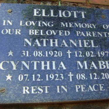 ELLIOTT Nathaniel 1920-1978 &amp; Cynthia Mabel 1923-2003