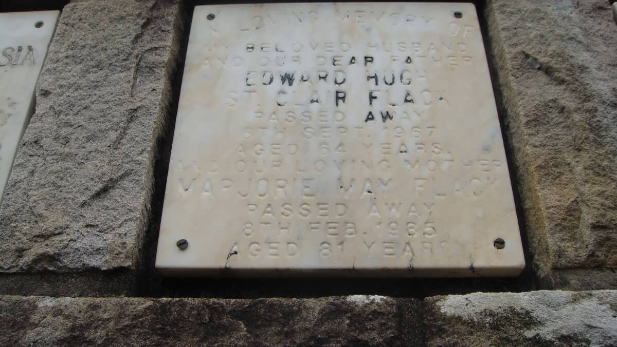 FLACK Edward Hugh St Clair -1967 &amp; Marjorie May -1985