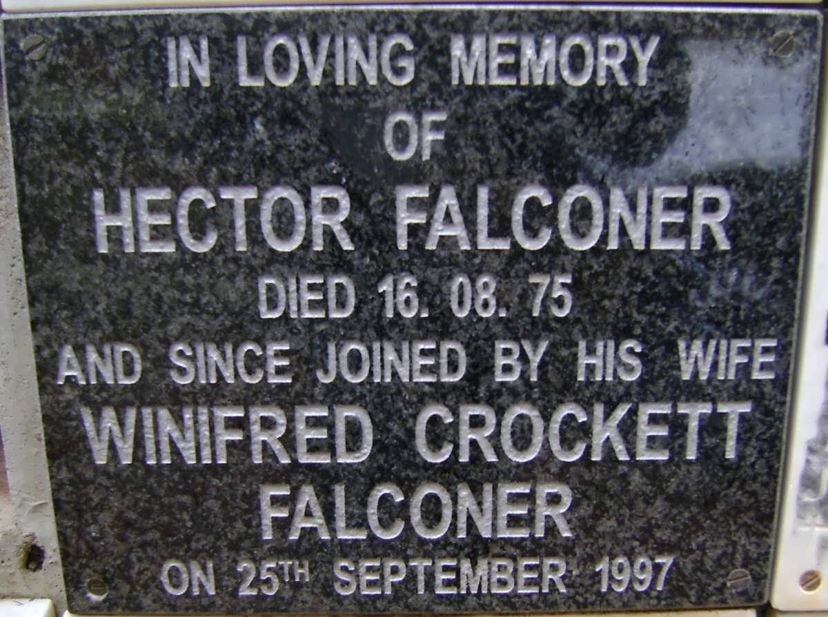 FALCONER Hector -1975 &amp; Winifred Crockett -1997