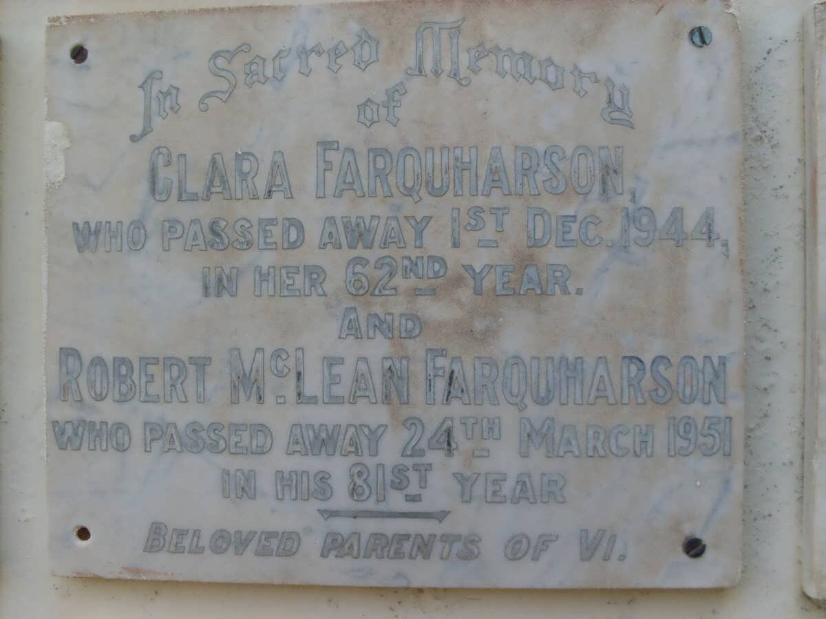 FARQUHARSON Robert McLean -1951 &amp; Clara -1944