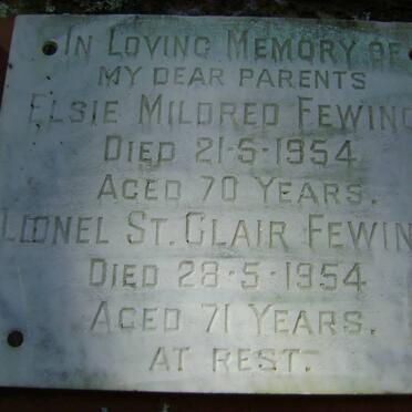 FEWINGS Lionel St. Clair -1954 &amp; Elsie Mildred -1954