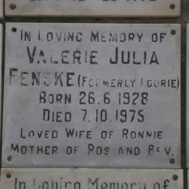 FENSKE Valerie Julia formely FOURIE 1928-1975