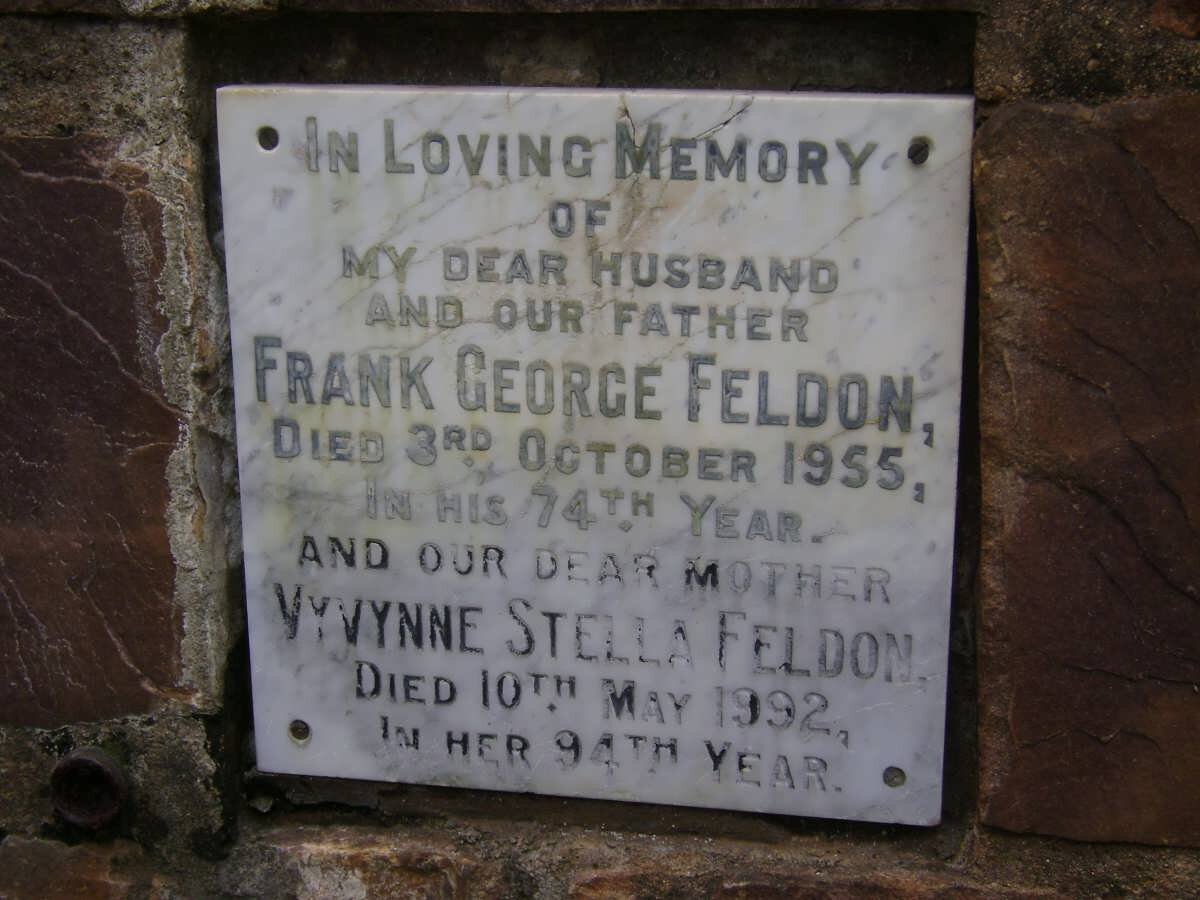 FELDON Frank George -1955 &amp; Vyvynne Stella -1992