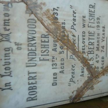 FISHER Robert Underwood Payne -1937 &amp; Annie Maria Sarah -1959